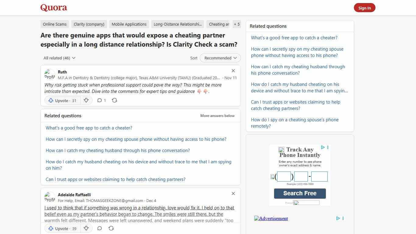 Are there genuine apps that would expose a cheating partner especially in a long distance relationship? Is Clarity Check a scam? - Quora